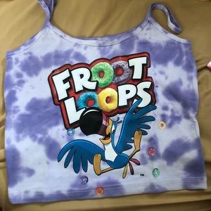 Purple and white Fruit Loops cropped tank, Hot Topic sale item size medium